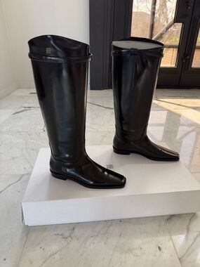 Toteme Black Tall Leather Riding Boots